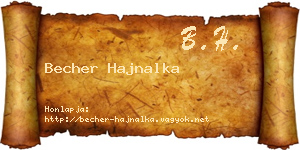 Becher Hajnalka névjegykártya